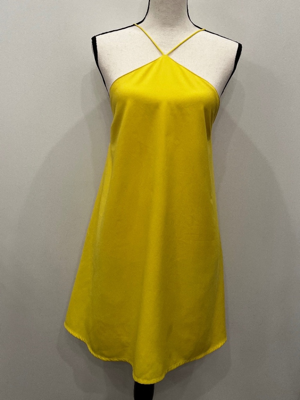 ESSUE Yellow Satin Strap Dress